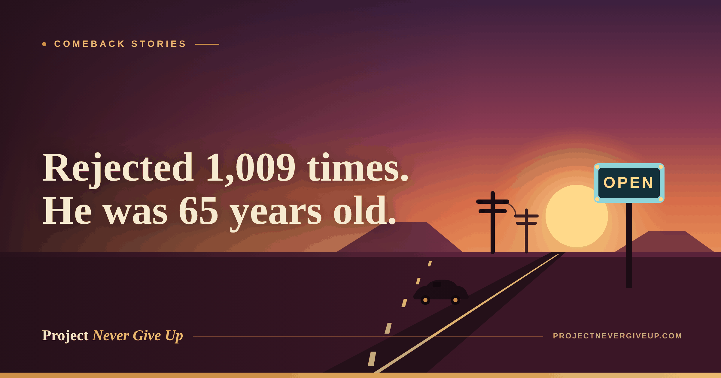 Colonel Sanders Was 65, Broke, and Living in His Car. He’d Been Rejected 1,009 Times. He Kept Going.