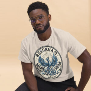 "Resurgam." Phoenix Badge Tee